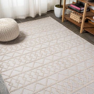 Aylan High-low Pile Knotted Trellis Geometric Indoor/outdoor Area Rug